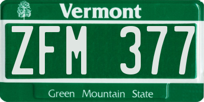 VT license plate ZFM377