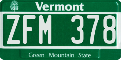 VT license plate ZFM378