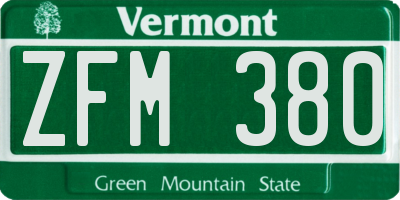 VT license plate ZFM380