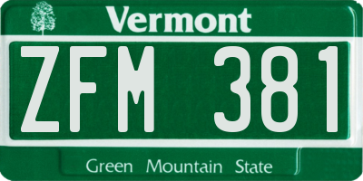 VT license plate ZFM381