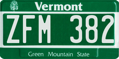 VT license plate ZFM382