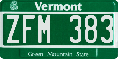 VT license plate ZFM383