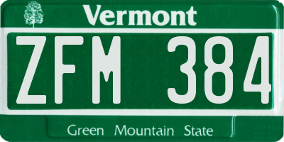 VT license plate ZFM384