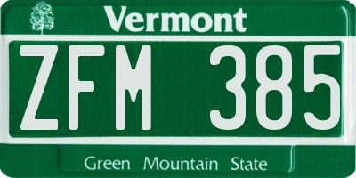 VT license plate ZFM385