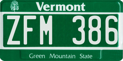 VT license plate ZFM386