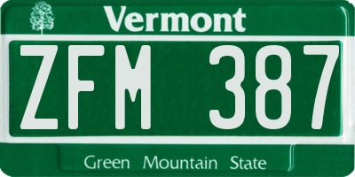VT license plate ZFM387