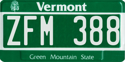 VT license plate ZFM388