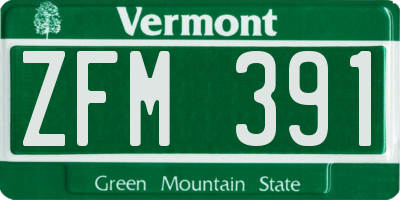 VT license plate ZFM391