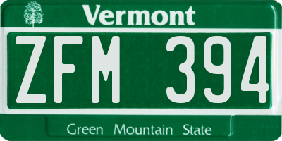 VT license plate ZFM394