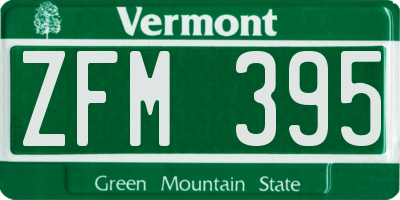 VT license plate ZFM395