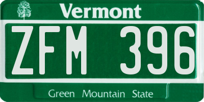 VT license plate ZFM396