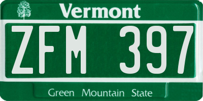 VT license plate ZFM397
