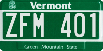 VT license plate ZFM401