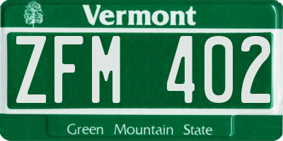 VT license plate ZFM402