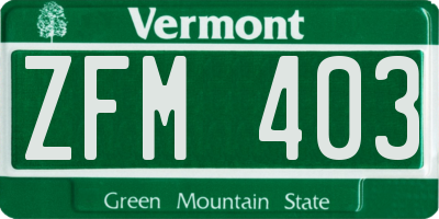 VT license plate ZFM403