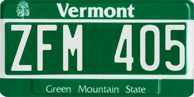 VT license plate ZFM405