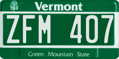 VT license plate ZFM407