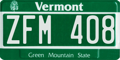 VT license plate ZFM408