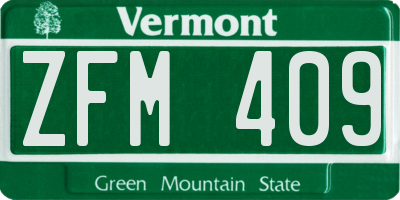 VT license plate ZFM409