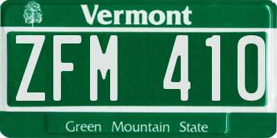 VT license plate ZFM410