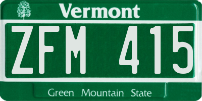 VT license plate ZFM415