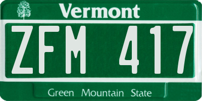 VT license plate ZFM417