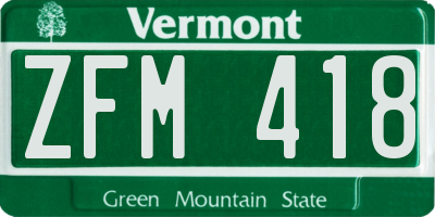 VT license plate ZFM418