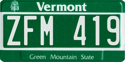 VT license plate ZFM419