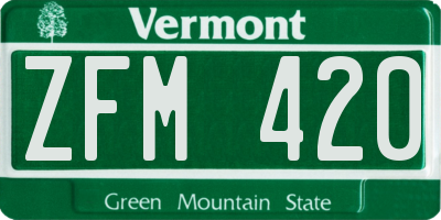VT license plate ZFM420