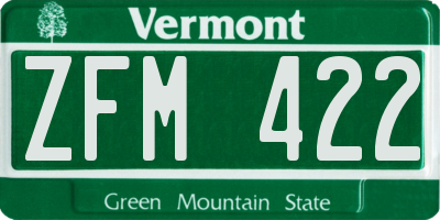 VT license plate ZFM422