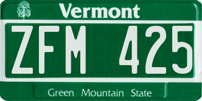 VT license plate ZFM425