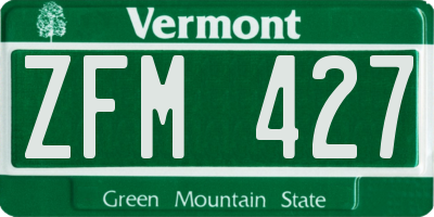VT license plate ZFM427