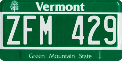 VT license plate ZFM429