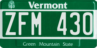 VT license plate ZFM430