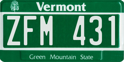 VT license plate ZFM431