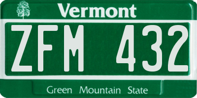 VT license plate ZFM432