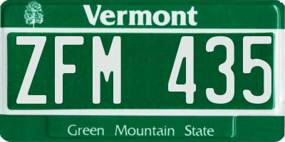 VT license plate ZFM435