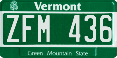 VT license plate ZFM436