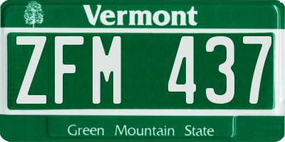 VT license plate ZFM437