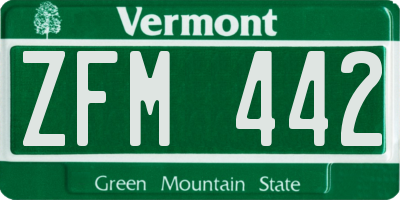VT license plate ZFM442