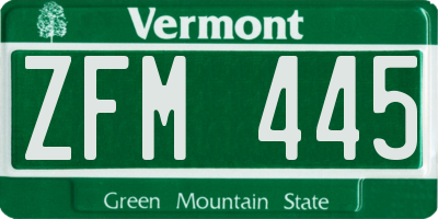 VT license plate ZFM445