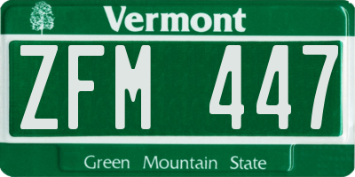 VT license plate ZFM447