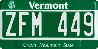 VT license plate ZFM449