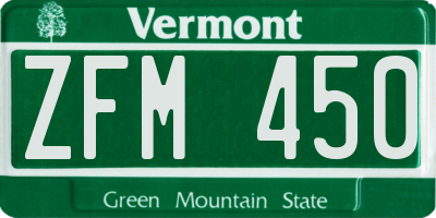 VT license plate ZFM450