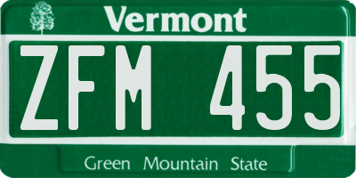 VT license plate ZFM455