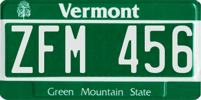 VT license plate ZFM456