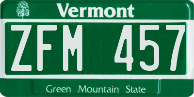 VT license plate ZFM457