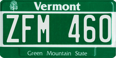 VT license plate ZFM460