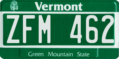 VT license plate ZFM462
