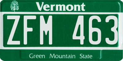 VT license plate ZFM463